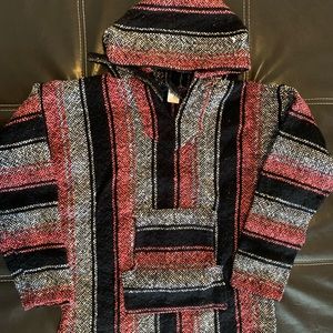 Pink and black Baja/poncho hoodie